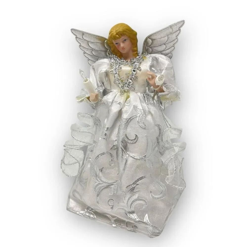 Ashland Christmas Lighted Corded Angel Tree Topper White Silver Decoration